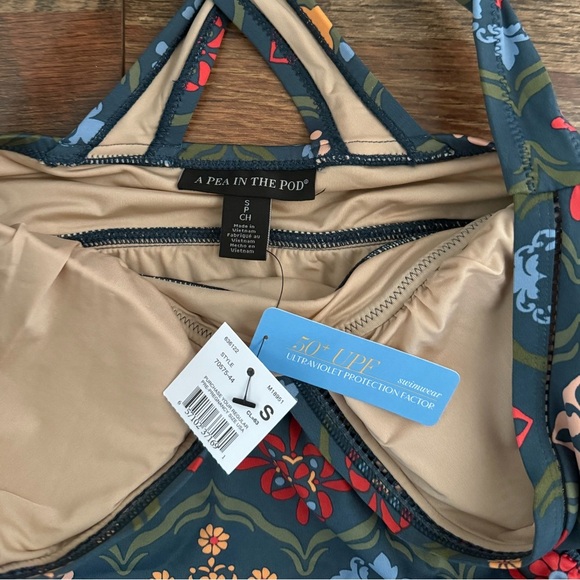 NWT A Pea In The Pod Mosaic Tile Print Maternity Tankini Swimsuit - Picture 6 of 11